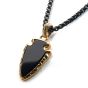 Black Agate with Gold IP Frame Stainless Steel Arrowhead Necklace