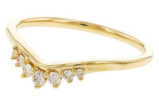 14K Yellow Gold 7 Stone Curved Diamond Ring