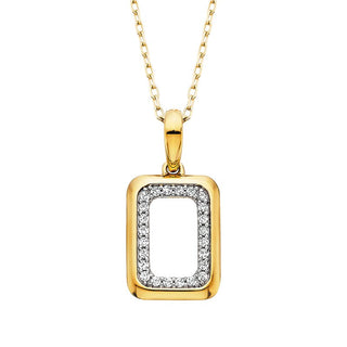 14k Yellow Gold Rectangular Halo Pendant