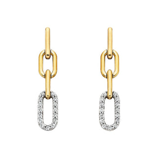 10k Yellow Gold Diamond Paperclip Earrings