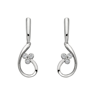 Sterling Silver Diamond Trefoil Earrings