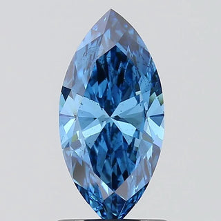 Marquise lab grown diamond 1.02ct, fancy vivid blue, SI1, IGI certified
