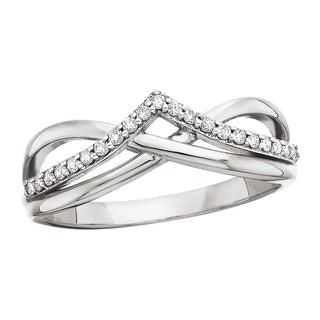 Diamond V Crossover Ring in 14k white gold