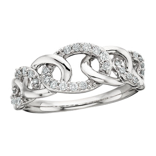Diamond Curb Link Ring in 14k white gold