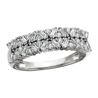 Baguette Geometric Diamond Ring in 14k white gold