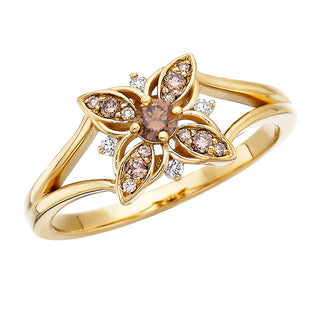 Desert Diamond Floral Ring in 10k yellow gold