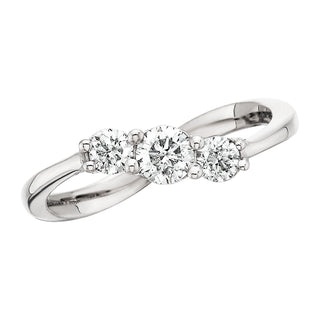 Three Stone Wave Ring in 14k yellow gold with diamonds