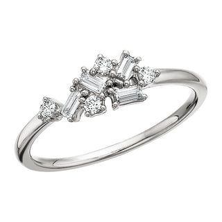 Baguette Cluster Ring in 14k white gold with diamonds