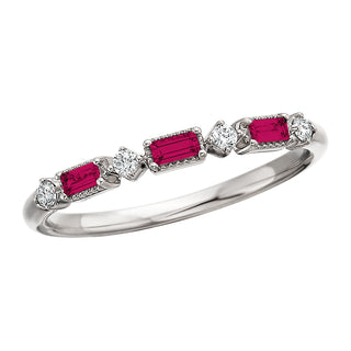 Dot Dash Ruby Band in 14k white gold