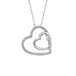 Interlocking Heart Pendant in 10k white gold