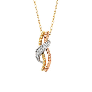 Tri Color Diamond Ribbon Pendant
