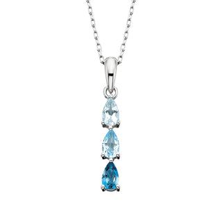 Blue Topaz Pear Ombre Pendant in 10k white gold