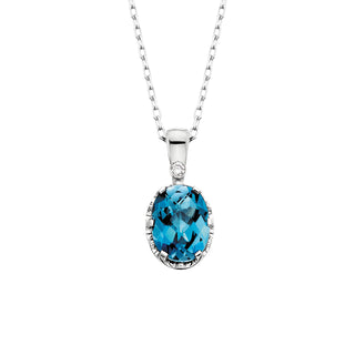 London Blue Topaz Pendant in 10k white gold