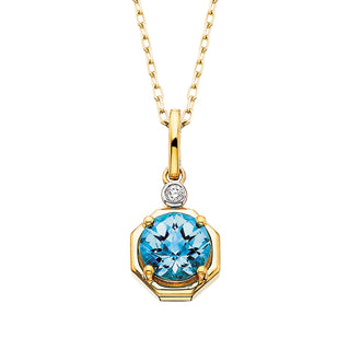 Hexagon Blue Topaz Pendant in 10k yellow gold