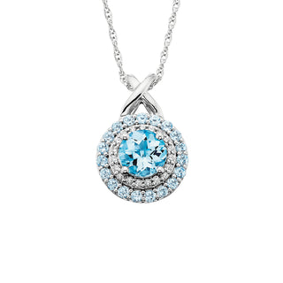Blue Topaz Pendant in 10k white gold