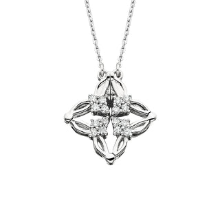 Unfolding Clover Diamond Necklace in 10k white gold