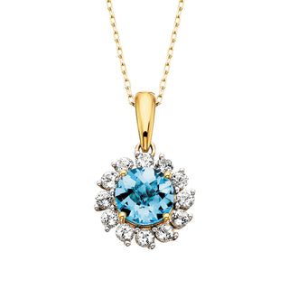 Blue Topaz Cluster Pendant in 10k white gold