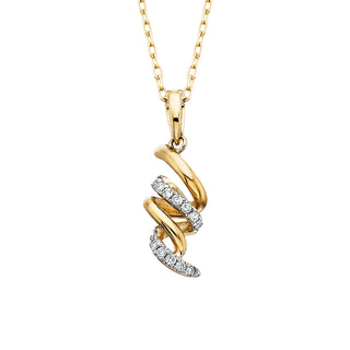 Diamond Squiggle Pendant in 10k yellow gold