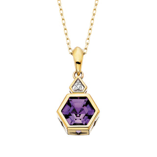 Amethyst Hexagon Pendant in 10k yellow gold