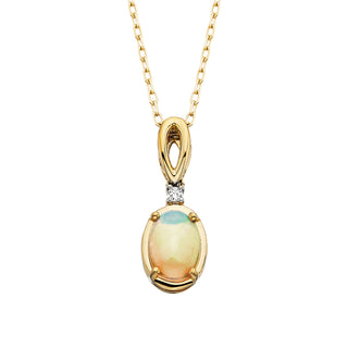 Oval Opal and Diamond Pendant