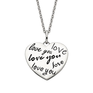 Love You Heart Pendant in sterling silver
