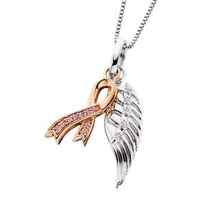 Angel Wing Pendant in sterling silver and 18k rose gold
