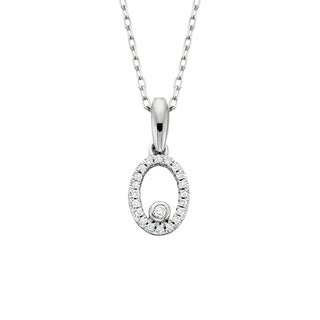 Oval Diamond Pendant in 10k white gold