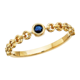 Sapphire Chain Link Ring in 10k yellow gold