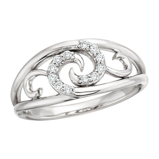 Diamond Scroll Ring in 10k white gold