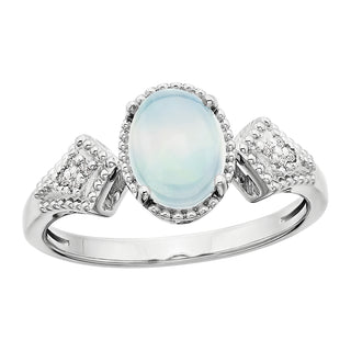 Opal Ring in 10k white gold