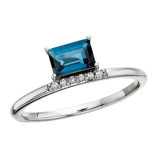 London Blue Topaz Ring in 10k white gold