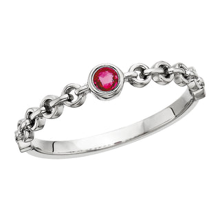 Ruby Chain Link Ring in 10k white gold
