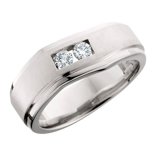 Two Stone Diamond Men's Ring in 14k white gold