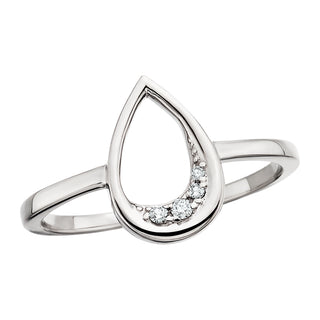 Diamond Pear Ring in sterling silver