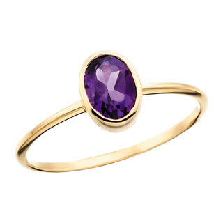 Amethyst Oval Ring in 10k yellow gold