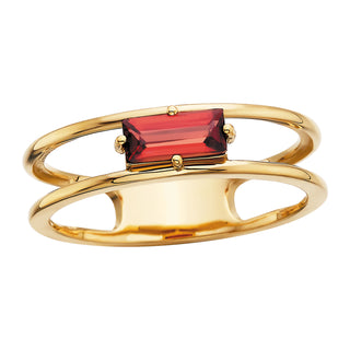 Garnet Baguette Ring in 14k yellow gold