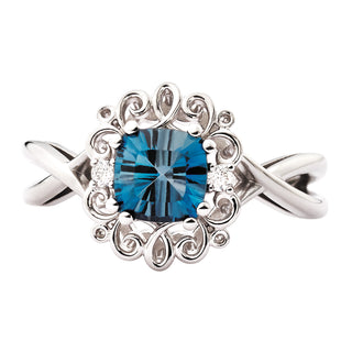 Blue Topaz Ring in 14k white gold