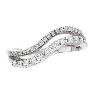Double Wave Ring in 14k white gold with diamonds