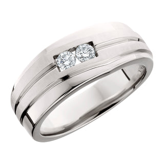 Two Stone Diamond Men's Ring in 14k white gold