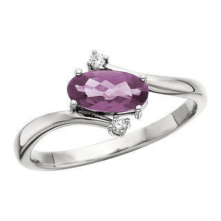 Oval Amethyst Ring in 14k white gold