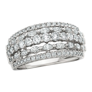 Five Row Diamond Band in 14k white gold