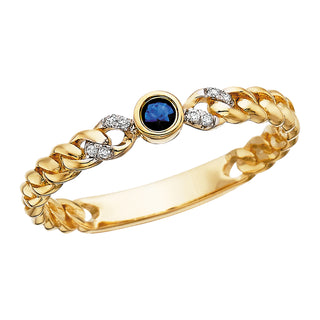 Sapphire Curb Link Ring in 10k yellow gold