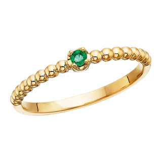 Emerald Bead Ring in 10k yellow gold