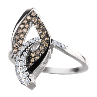 Caramel and White Diamond Ring in 14k white gold