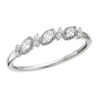 3 Stone Marquise Band in 14k white gold with diamonds