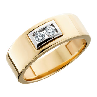 Two Stone Diamond Men's Ring in 14k yellow gold