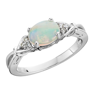 Opal Ring in 10k white gold
