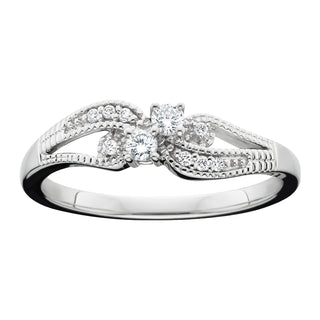 Two Stone Diamond Ring in 10k white gold