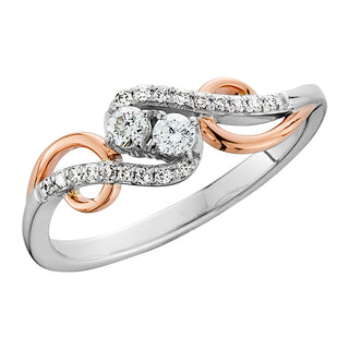Two Stone Diamond Ring in 14k white gold