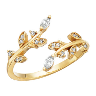 Bloom Vine Ring in 14k yellow gold with diamonds